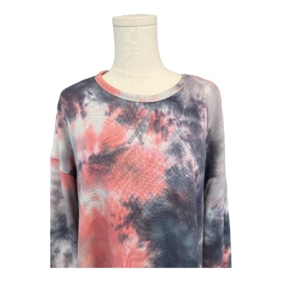 π EUC AVA JAMES Womenβs Blue Pink White Tie Dye Sweatshirt Dress | Size L - Picture 3 of 9